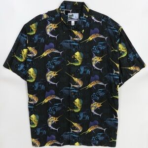 Vintage Bluewater AFTCO Sword Fish Hot Rod Hawaiian Short Sleeve Shirt 2XL